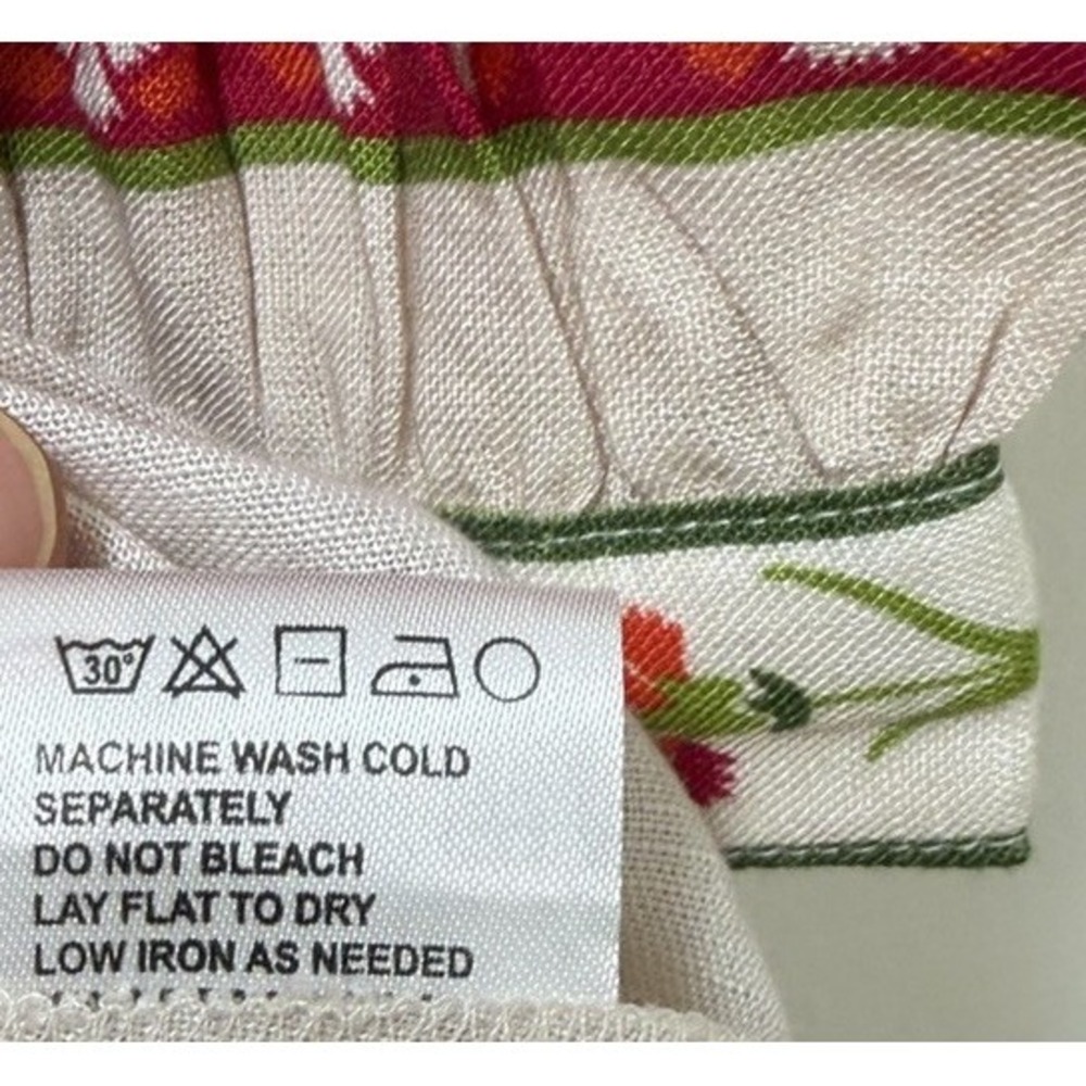 Elizabeth James The Label Lucia Floral Belted Midi Dress Size XL Linen Blend - Picture 11 of 11